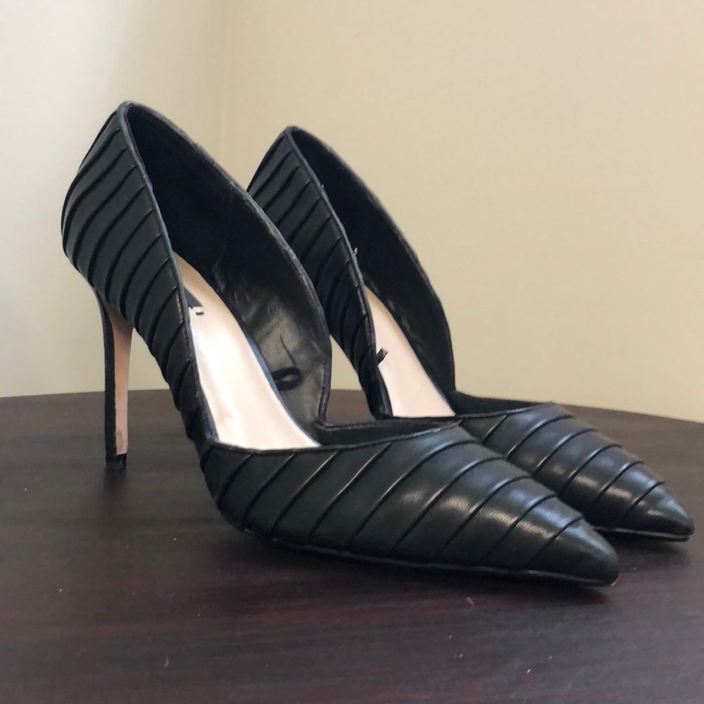 ZARA Black Pleated Leather Pumps 42/11
